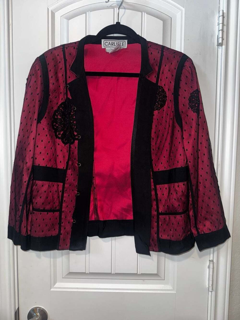 Carlisle Vintage Red and Black Mesh Overlay Blazer whimsigoth Victorian vampire
